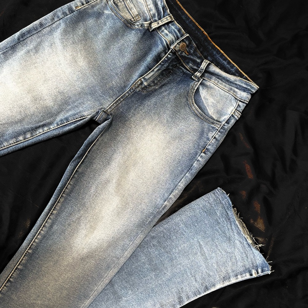 Low-Rise Long Boot-Cut Blue Jeans